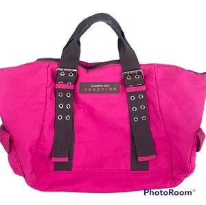 Retro 90s y2k Style Kenneth Cole Pink Buckle Strap Large Tote Carryall Bag EUC